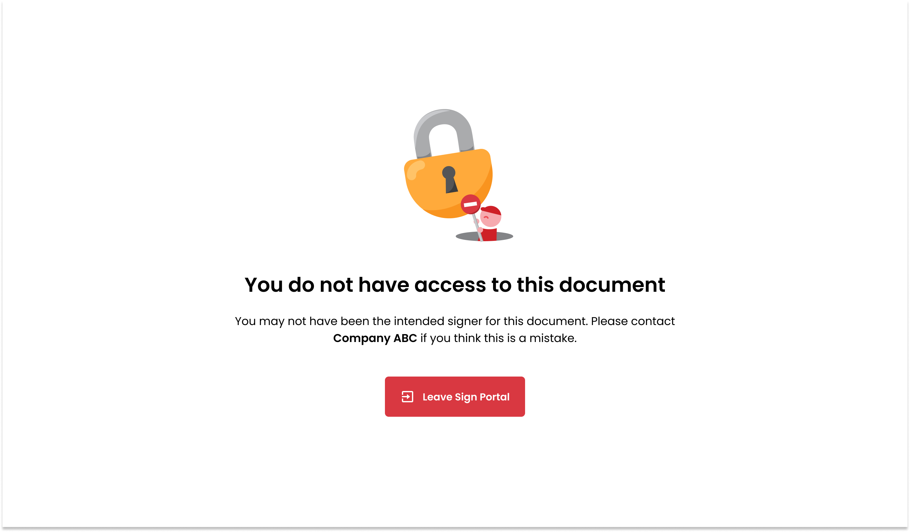 Error screen if the user is not the intended signer